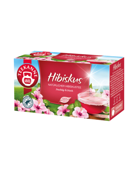 Teekanne Hibiskus, natuerlicher Hibiskustee, Teebeutel im Kuvert, 40g